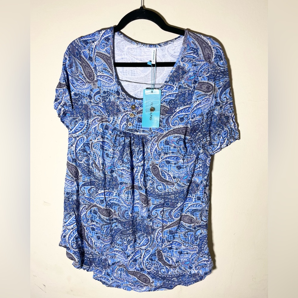 COPY - Sz XL POPYOUNG Women's Summer Casual Short Sleeve Tunic Crewneck Ruffle … - Picture 3 of 9